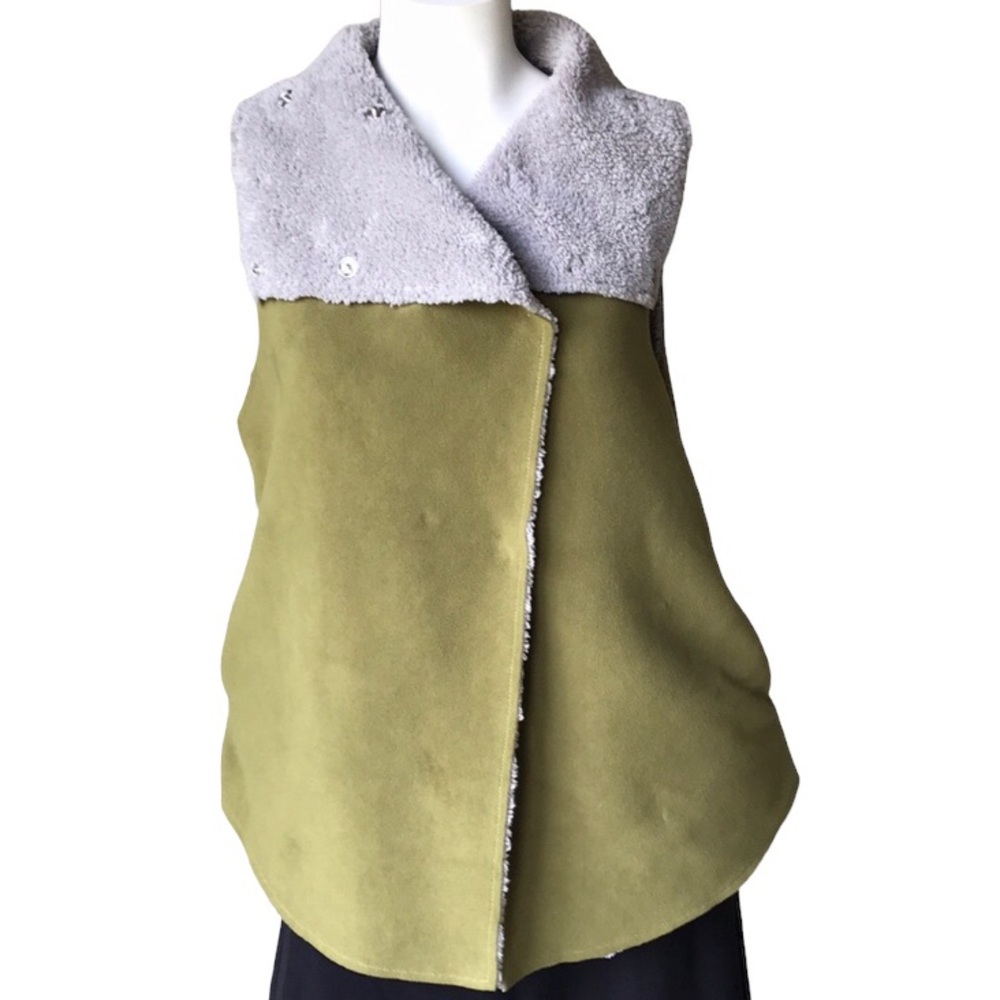 Dylan Los Angeles Lagenlook Fleece Snap Front Vest Sz M